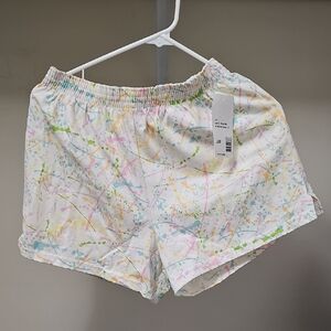 Soffe Women's White Multicolor Athletic Paint Splatter Shorts Size Large